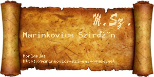 Marinkovics Szirén névjegykártya